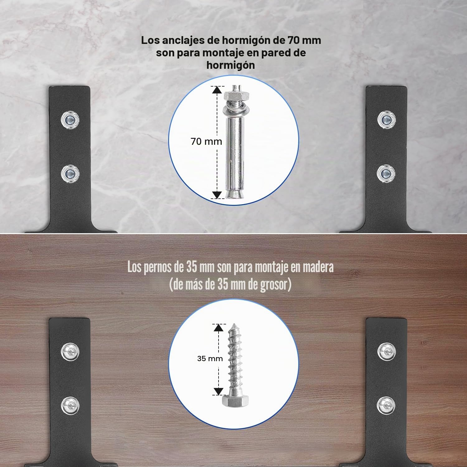 Barra de dominadas de montaje en pared y barra de viga para gimnasio en casa con madera y tornillos (Negro2)
