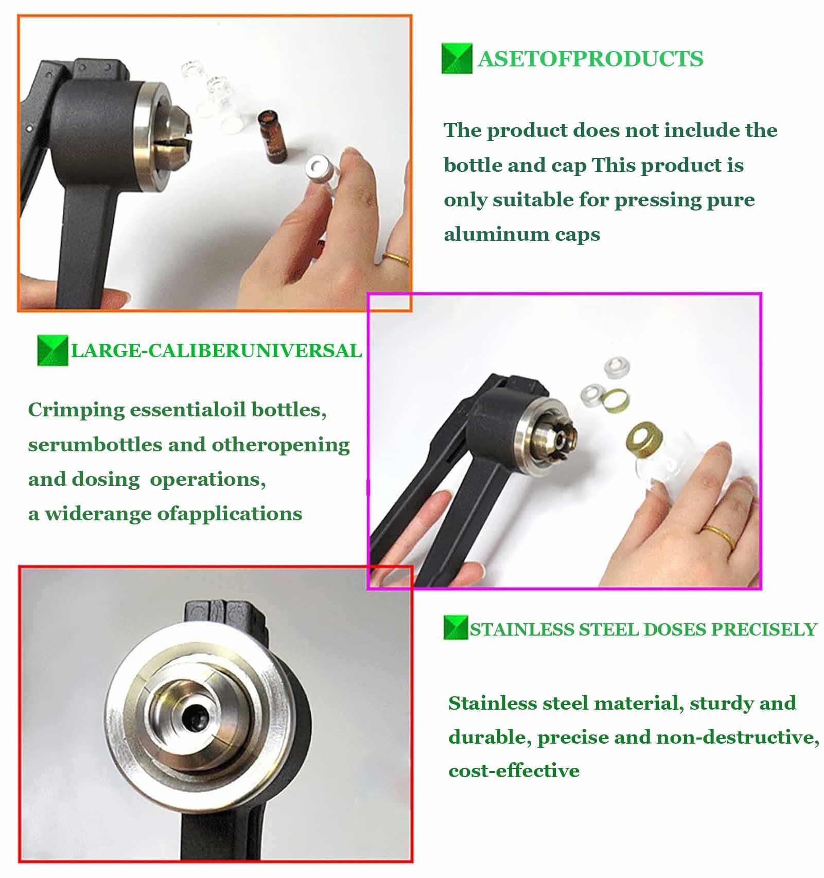Máquina tapadora Manual, Herramientas de Acero Inoxidable for prensar Tapones Botellas 11 mm, 13 y 20, for Aluminio, Prensa for Viales abatibles(20mm)