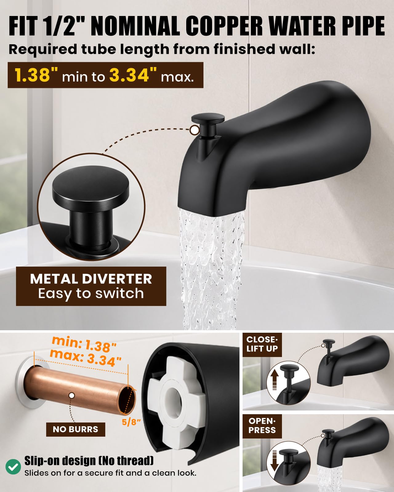 Matte Black 6-Mode Handheld Shower Faucet Kit -6
