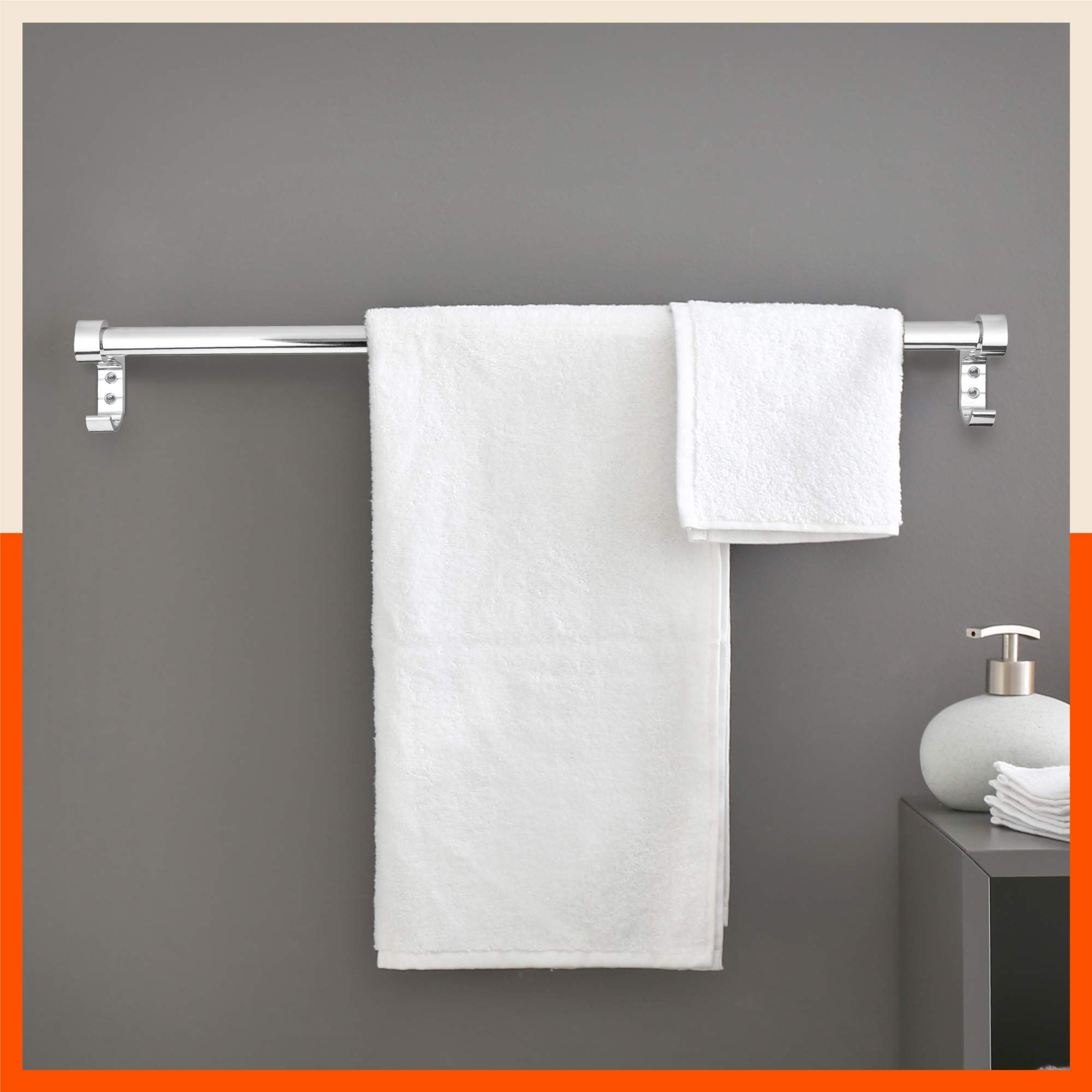 Aquila by Bathla - Lyra Stainless Steel Towel Rod/Rack/Hanger for Home with Built-in Hooks | Wall Mountable & Corrosion Resistant (Large - 24 Inches) (B08RN6NZFF) Amazon Price History, Amazon Price Tracker