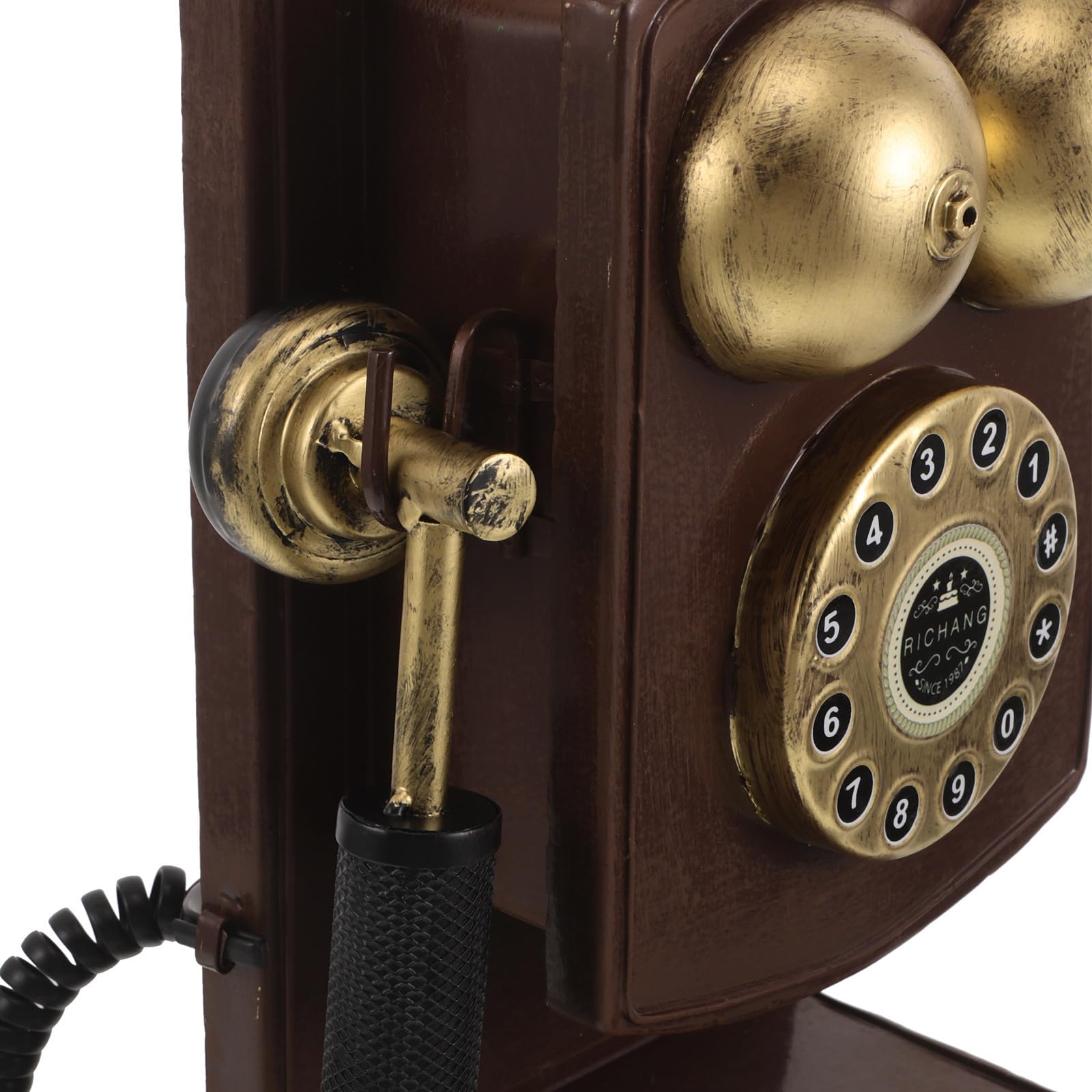 ABOOFAN Telefono Fisso Vintage da Parete in Ferro Design retrò, Riproduzione Telefonica Antica Salvaspazio e Installazione Semplice per Casa e Feste a Tema