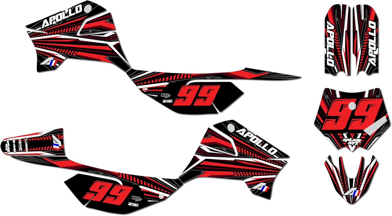 Graphics Kit for Apollo RFZ X4-X6 X14-X19 (All Years) Prime Series Red 09 Mil-Dirt Bike Custom Racing Graphics Decals Stickers Kit, no-Plastics
