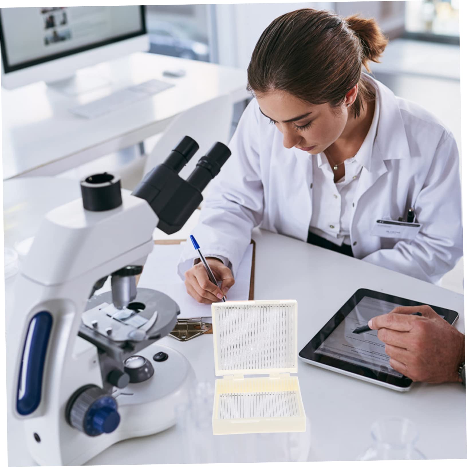 CHILDWEET 3pcs Double Row Slide Cassette Tool Trays Microscope Slide Storage Microscope Slide Container Microscope Slide Storing Tool Microscope Slide Holder Microscope Accessories Abs White