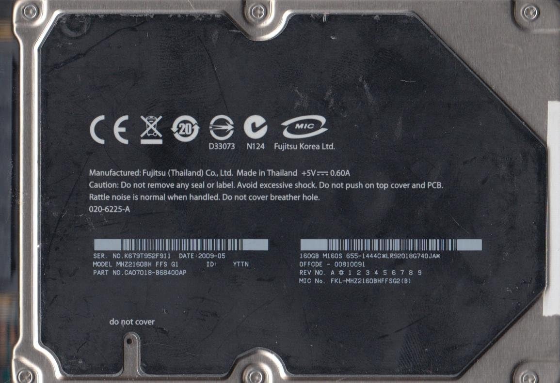 MHZ2160BH FFS G1, PN CA07018-B68400AP, Fujitsu 160GB SATA 2.5 Hard Drive