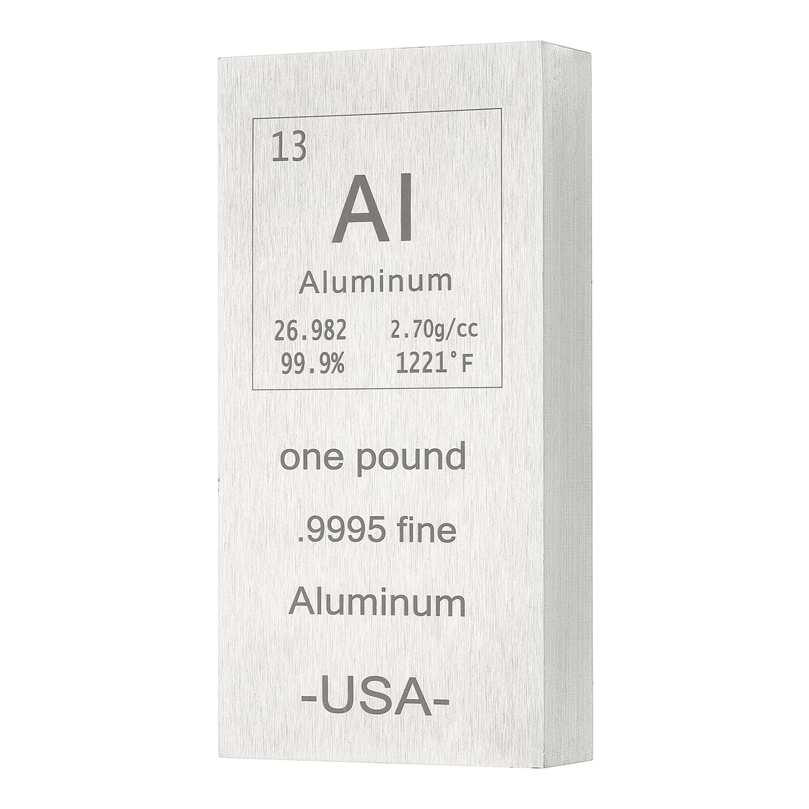 PATIKIL Metal Bar, 1 Pound Aluminum Bar Metal Paperweight. 999 Pure Laser Engraved Paper Weights for Office Element Collections Teacher Lab Scientific Experiment