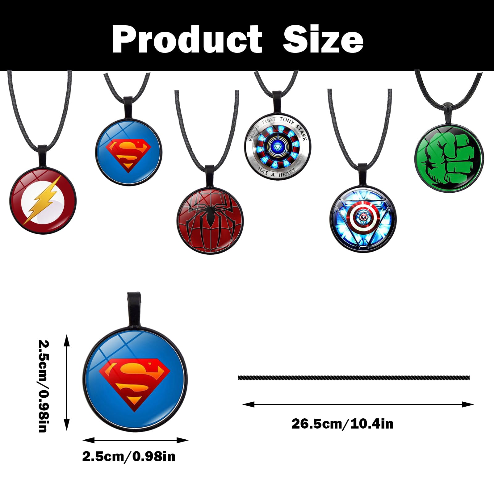 The Avengers Collana Superheroes Collares Collar con Colgante Accesorios 6pcs Anime Personaje Regalo Niños