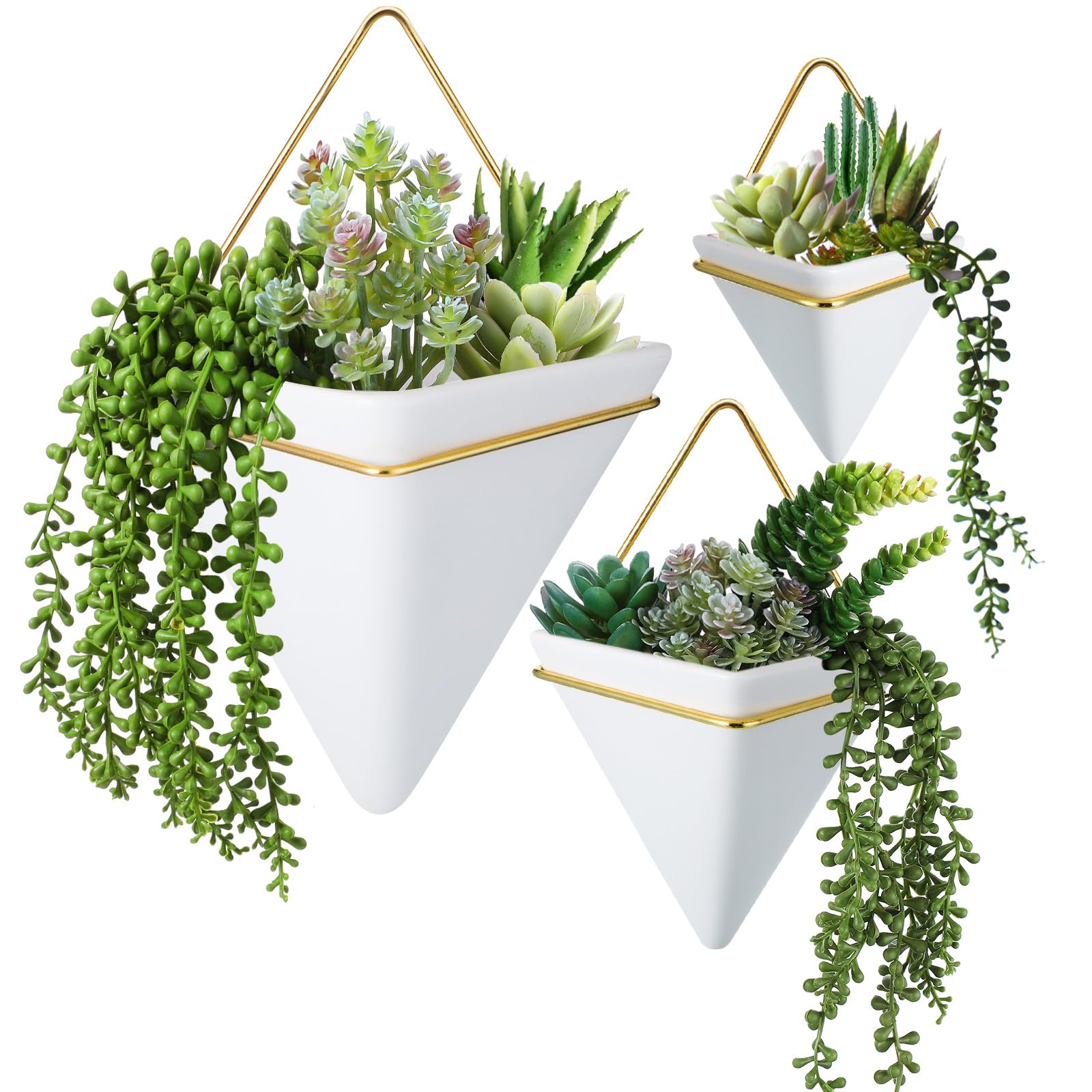 Photo 1 of Romooa 3 Ceramic Wall Hanging Planters (3 Sizes)