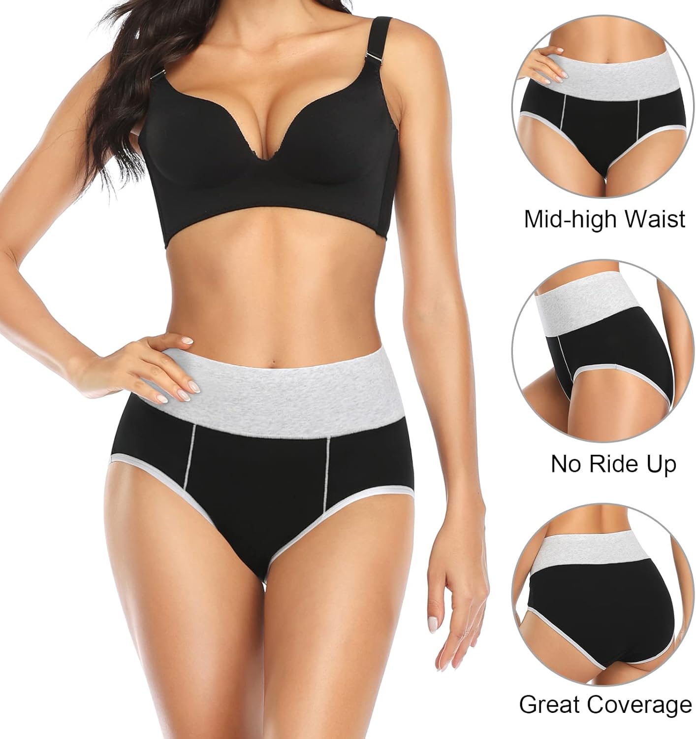 ASIMOON Women's High Waisted Cotton Underwear Tummy Control Panties Soft Full Coverage Ladies Briefs - Image 5