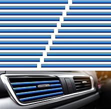 Blue Car AC Vent Decoration Trim Strips | Universal Dashboard Air Vent Styling Kit | Flexible PVC Clip-On Design for Interior Makeover | Cut | (Blue 20 PCS)