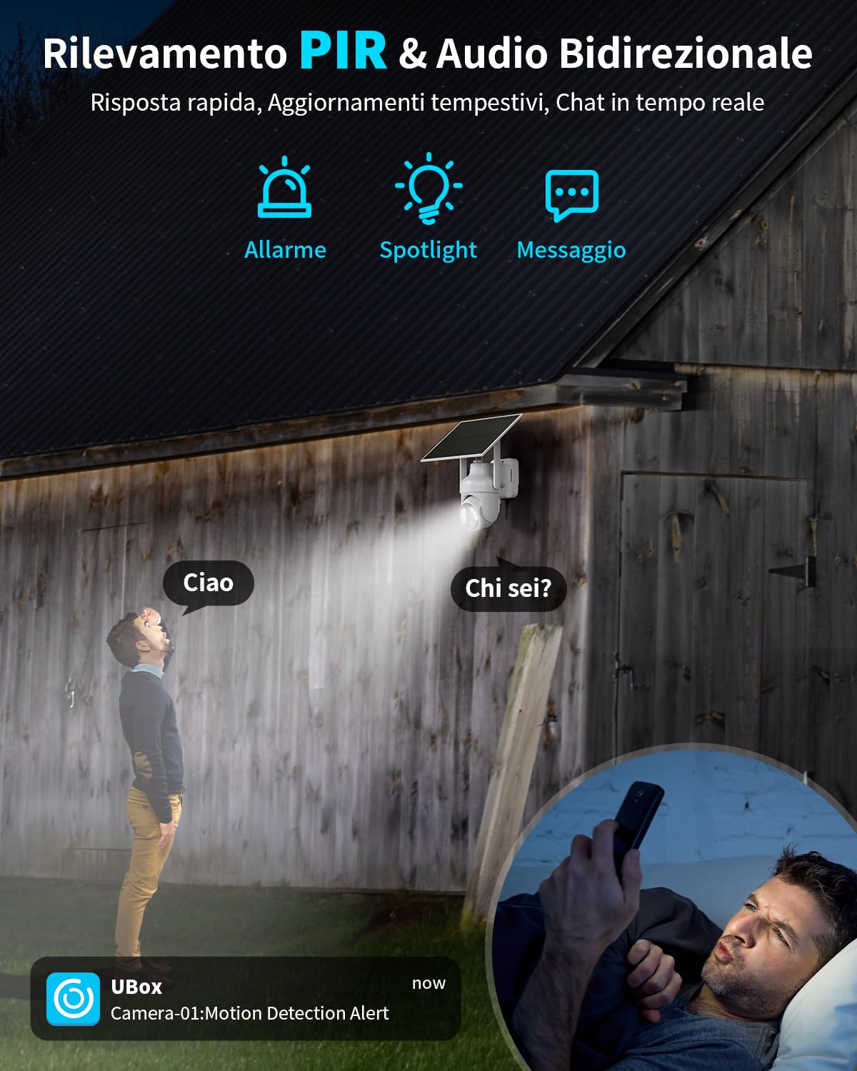 SEHMUA 4G LTE Telecamera Esterno con SIM e pannello solare, 2K Telecamere Batterie Senza Fili, 360° PTZ Videocamera Sorveglianza, Visione Notturna, PIR Rilevamento, Audio Bidirezionale, IP66, 2 Pezzi