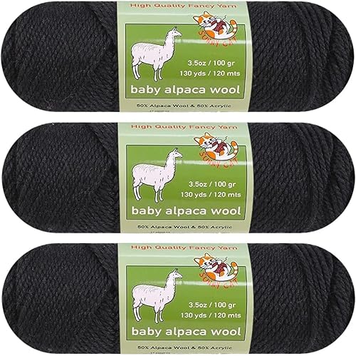 Miniatura 7 de Hilo de mezcla de lana de alpaca para bebé, peso peinado, 3 madejas (3.53 ozcada una) Art Crafts Crochet and Knitting Sunny Cat Premium Brand (06