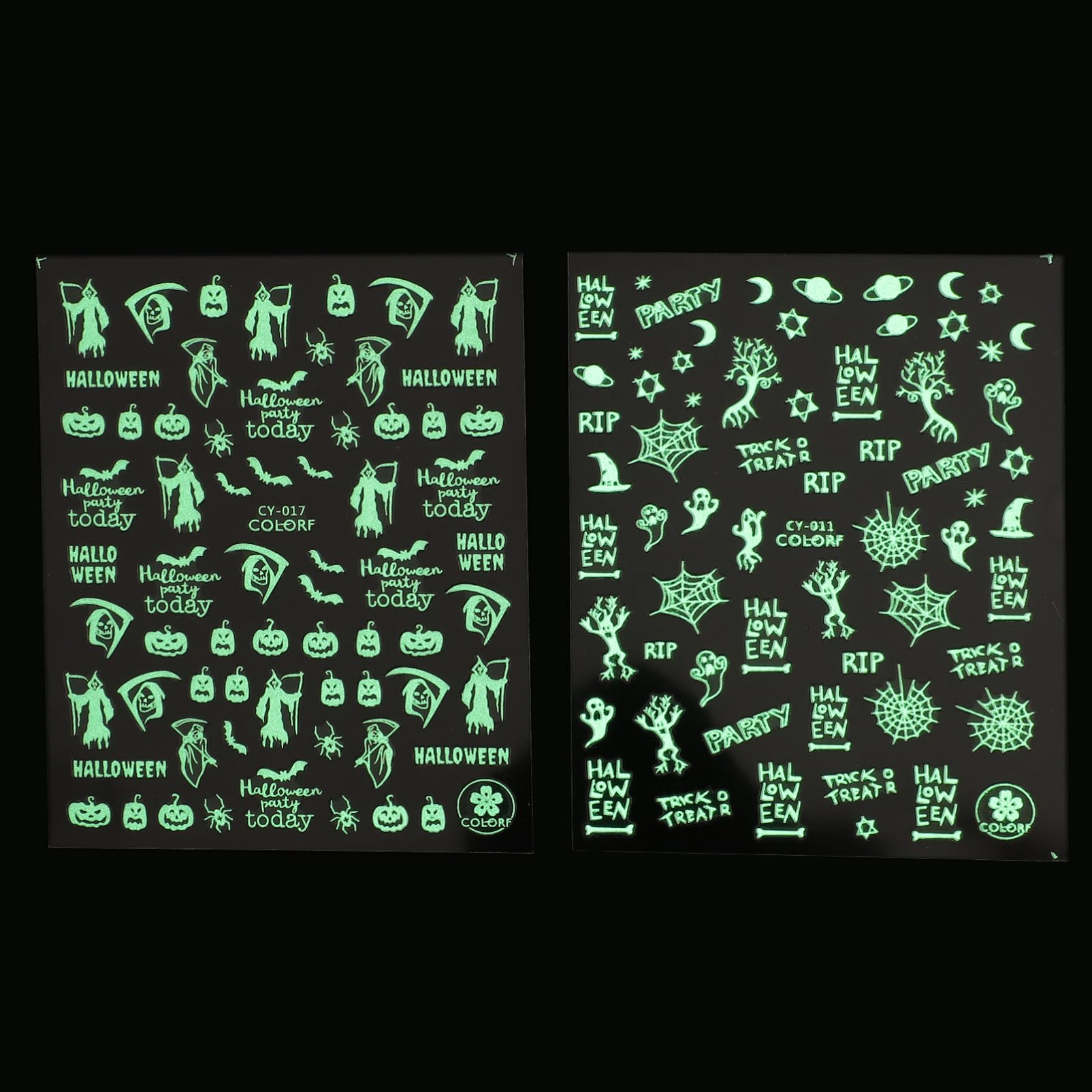 Healeved 30fogli Adesivi Per Unghie Glow in The Dark Decorazioni Per Nail Art Halloween Facili Applicare Su Unghie o Per e Speciali