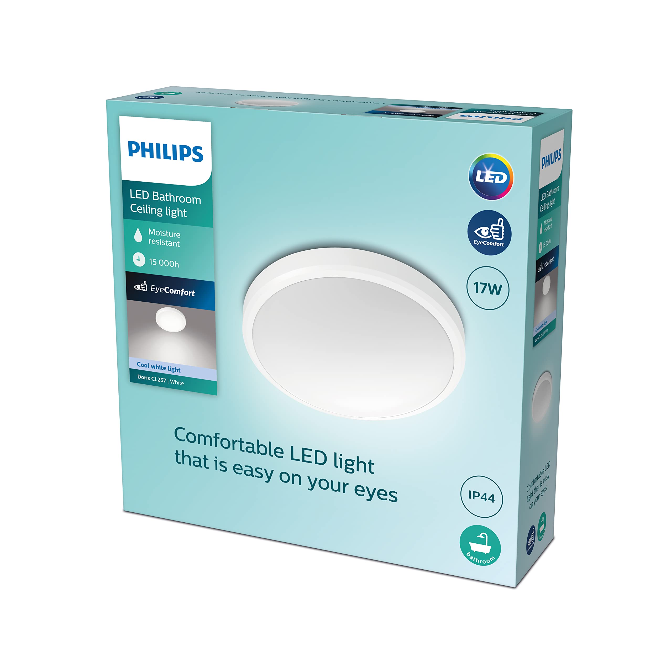 Philips Doris, 17W, 4000K, IP44, biały