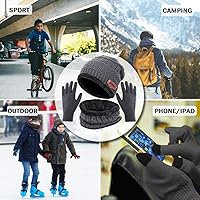 Vista 5 de T WILKER Juego de 3 gorros de invierno para niños, bufanda y guantes para pantalla táctil