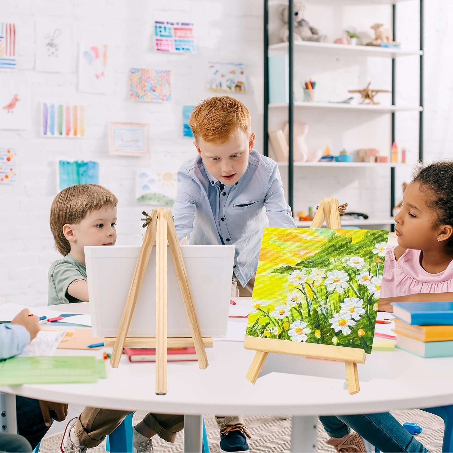 ESRICH Wood Tabletop Easel 11.8 Inch 4-Pack – Kids view 2