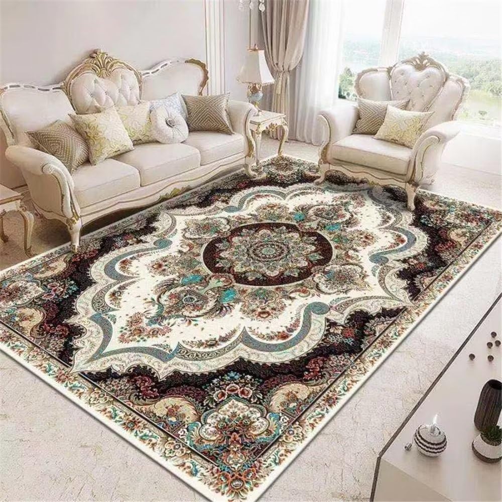 Tapis motif floral géométrique gris 60x90 cm salon et chambre