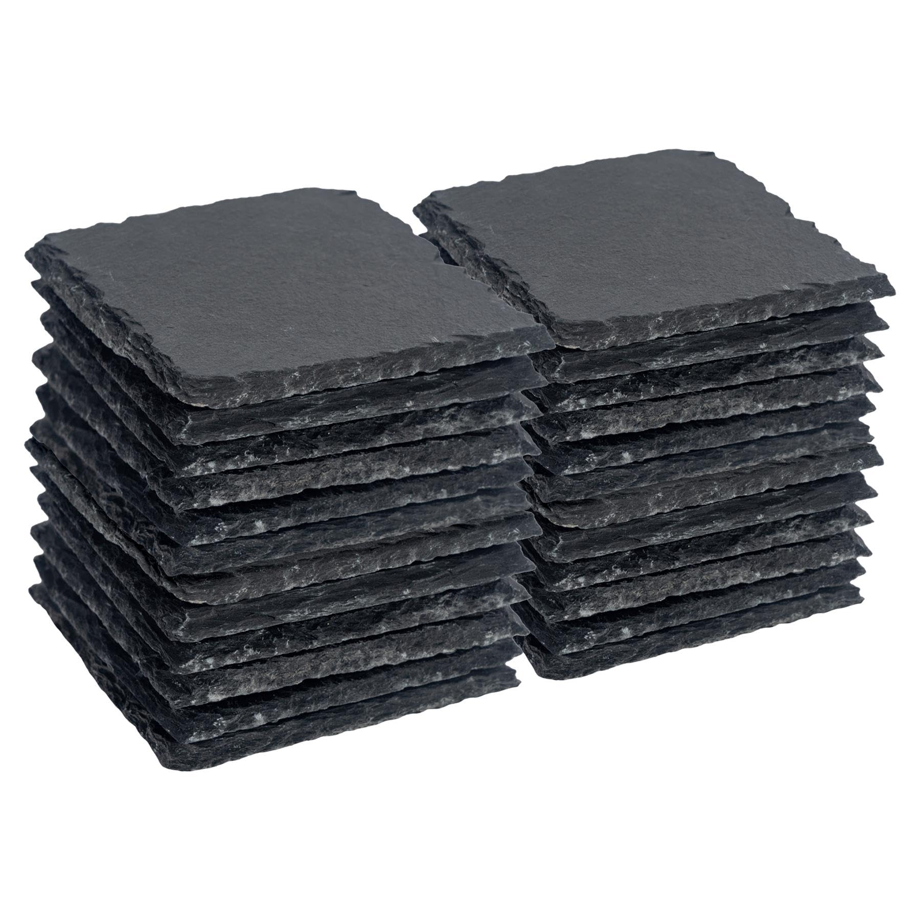Argon Tableware Square Slate Coasters - 10cm - Pack of 24 - Black
