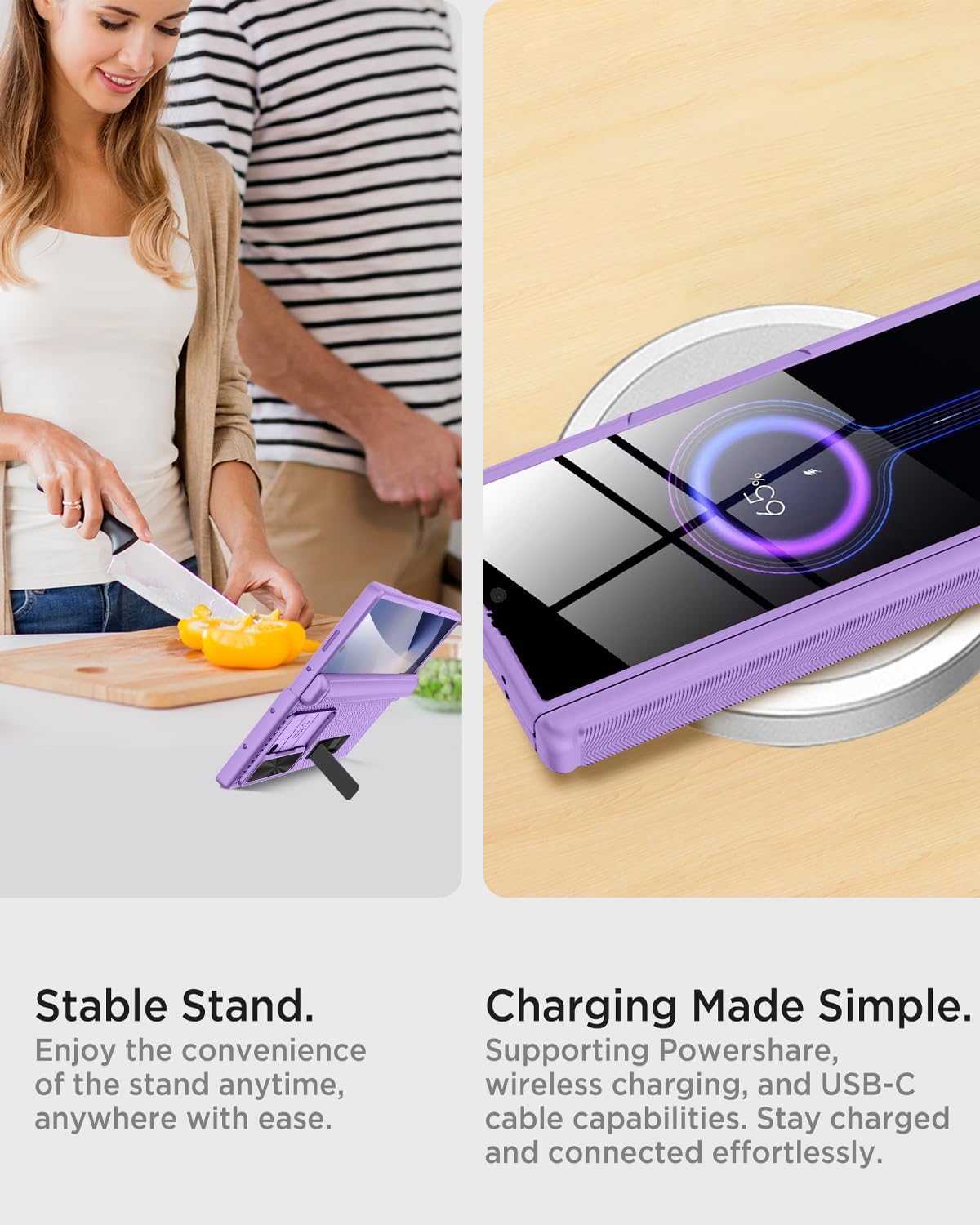 Miimall for Samsung Galaxy Z Fold 7 Case with Slide Camera Cover & Kickstand, Built-in Screen Protector & Hinge Protection, Military-Grade Drop Protection Shockproof ZFold 7 Case, Purple
