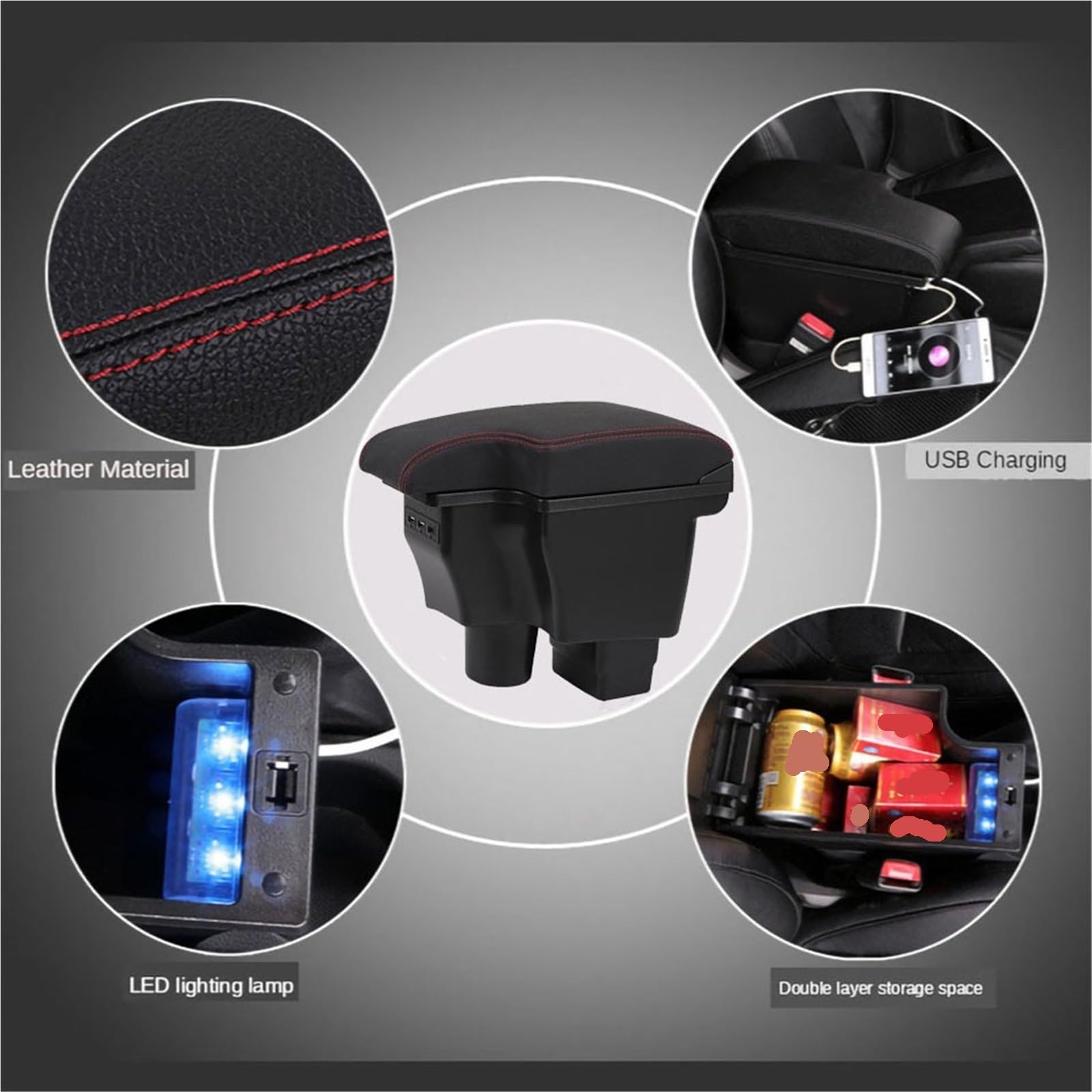 Bandeja de Silicona para Consola Compatible con Mazda CX-3 Mazda 2 Reposabrazos Caja de almacenamiento Reposabrazos de coche Accesorios de coche Carga USB(B3genuine leather)