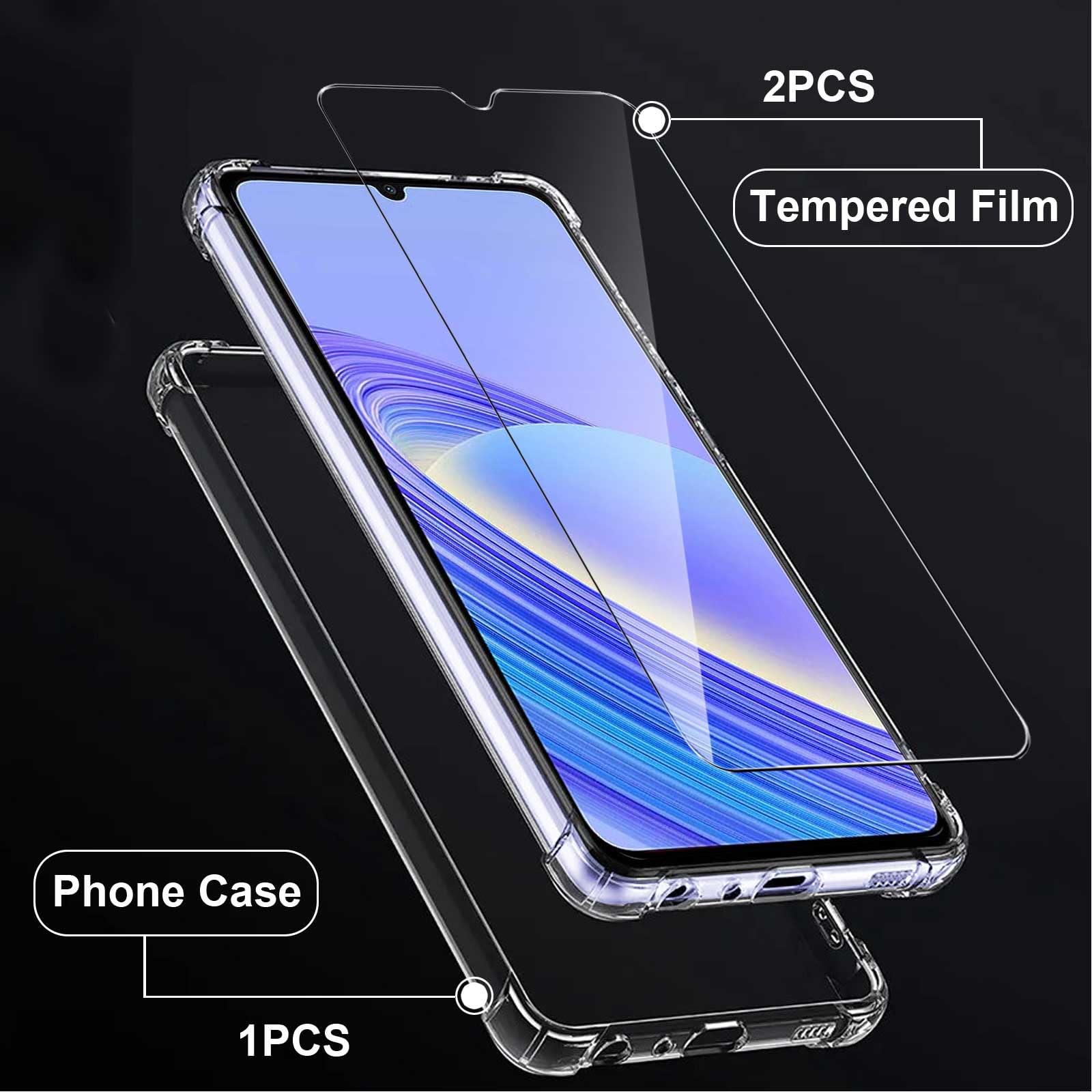 HGJTF Cover per TCL 40 SE/T610K (6.75) con Pellicola Vetro Temperato
