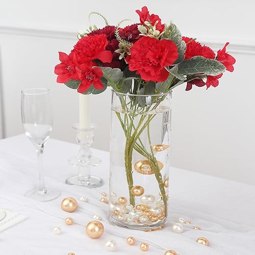 Miniatura 6 de Efavormart - Juego de 200 cuentas de perlas de imitación brillantes de color blanco y dorado, sin agujeros, para manualidades