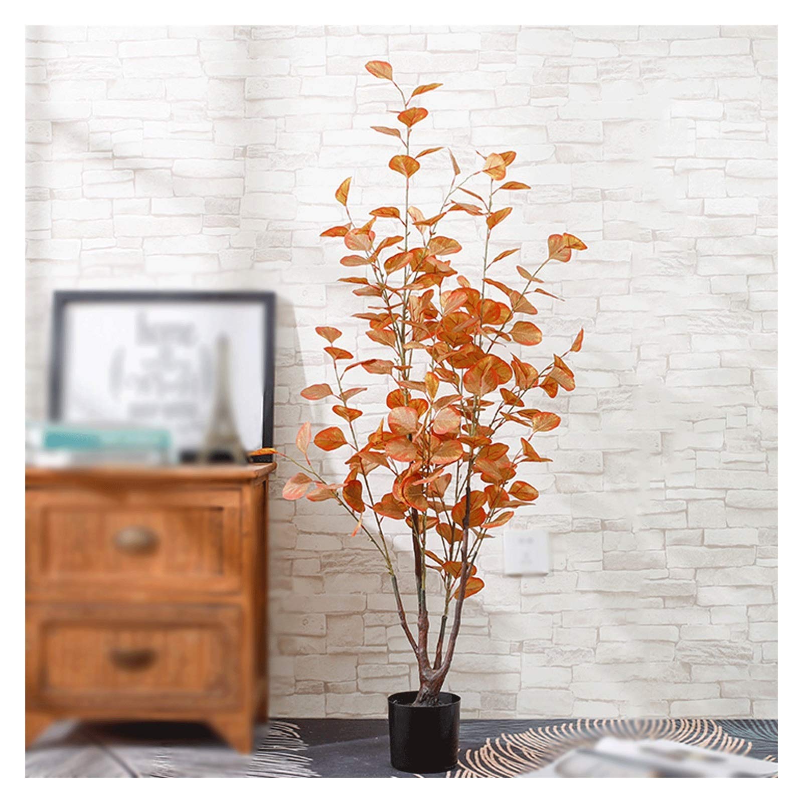 IUokLU Bonsai Tree Elegant Simulated Eucalyptus Tree 120 cm Artificial Green Plant Potted Plants Fake Plant Decoration (Red)