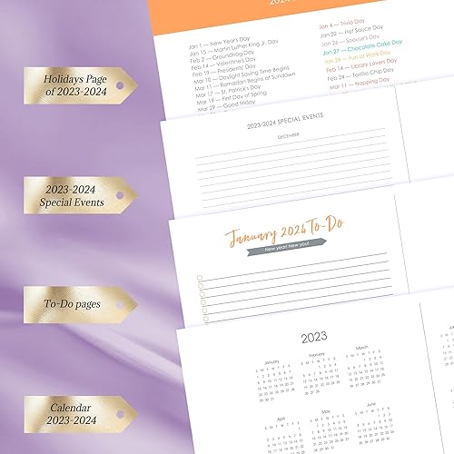 Miniatura 3 de Agenda mensual de tapa dura 2024, agenda diaria de diciembre de 2023 a diciembre de 2024, planificador de 13 meses, planificador de año académico,