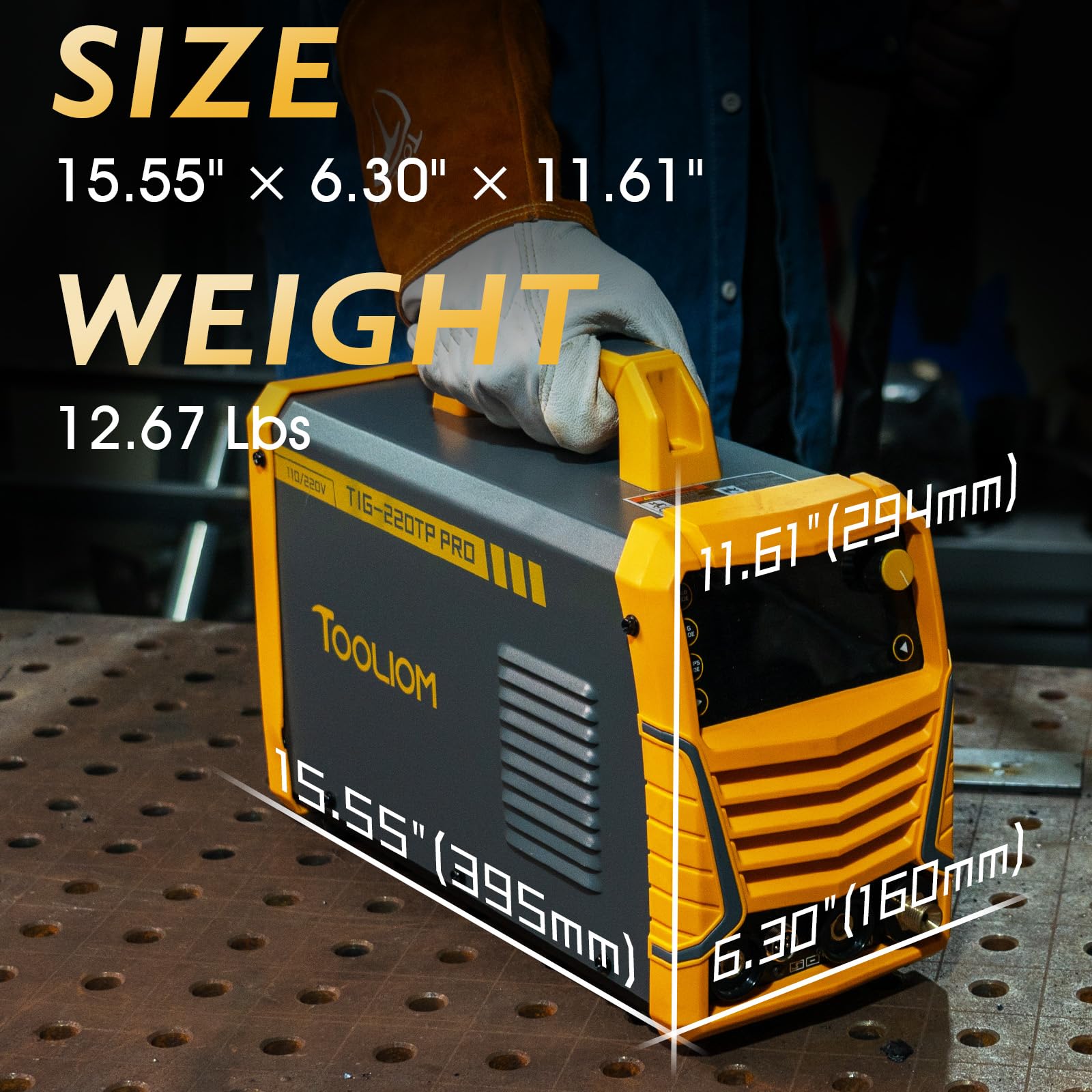 TOOLIOM Soldador TIG frío 7 en 1 de 220 A, 110/220 V, voltaje dual | Pantalla digital grande, repetición 2T/4T/4T, pedal opcional de 5 pines