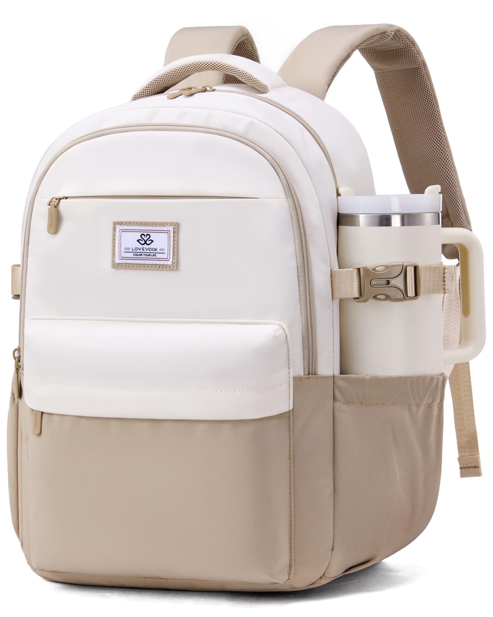 LOVEVOOK Rucksack Damen 15,6 Zoll Laptop Schulrucksack Mädchen Teenager, Wasserdichter Schultasche Backpack Women mit Vielen Fächern, Damenrucksack Modern Arbeitsrucksack für Schule, Reisen, Arbeit