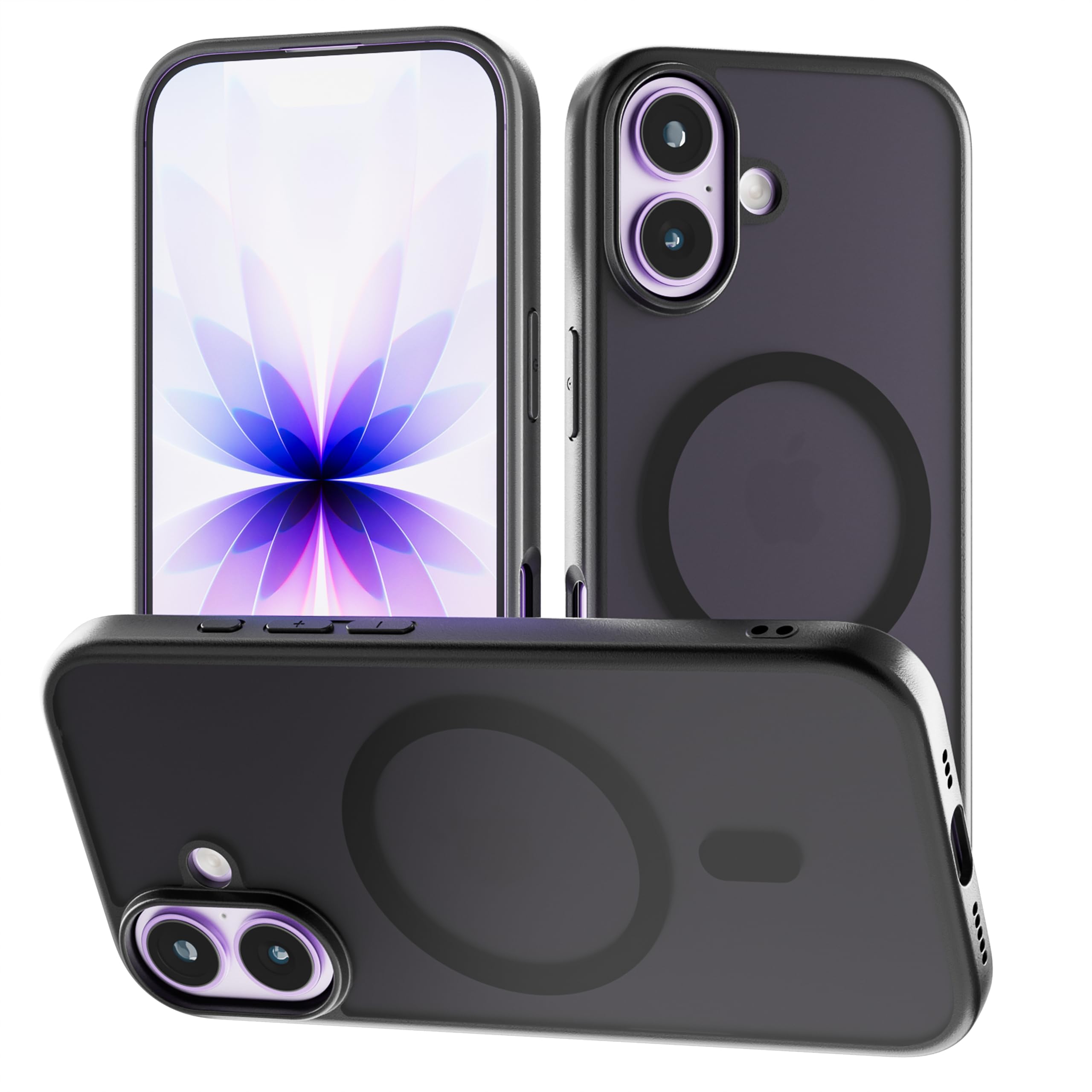 tigratigro Cover Magnetica per iPhone 17, Compatibile con Mag-Safe, Custodia Traslucida Opaca Posteriore Sottile Protettiva Case, Protezione Antiurto di Grado Militare, Nero