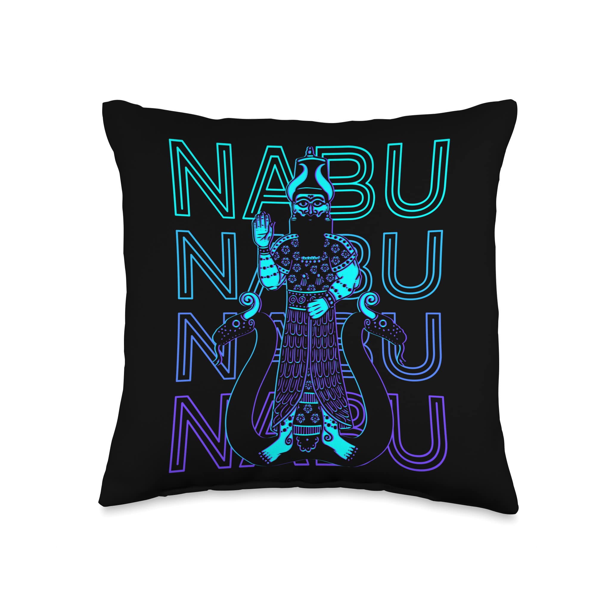 Sumerian Mythology Gifts Nabu God Mythology Ancient Sumerian Retro Throw Pillow, 16x16, Multicolor