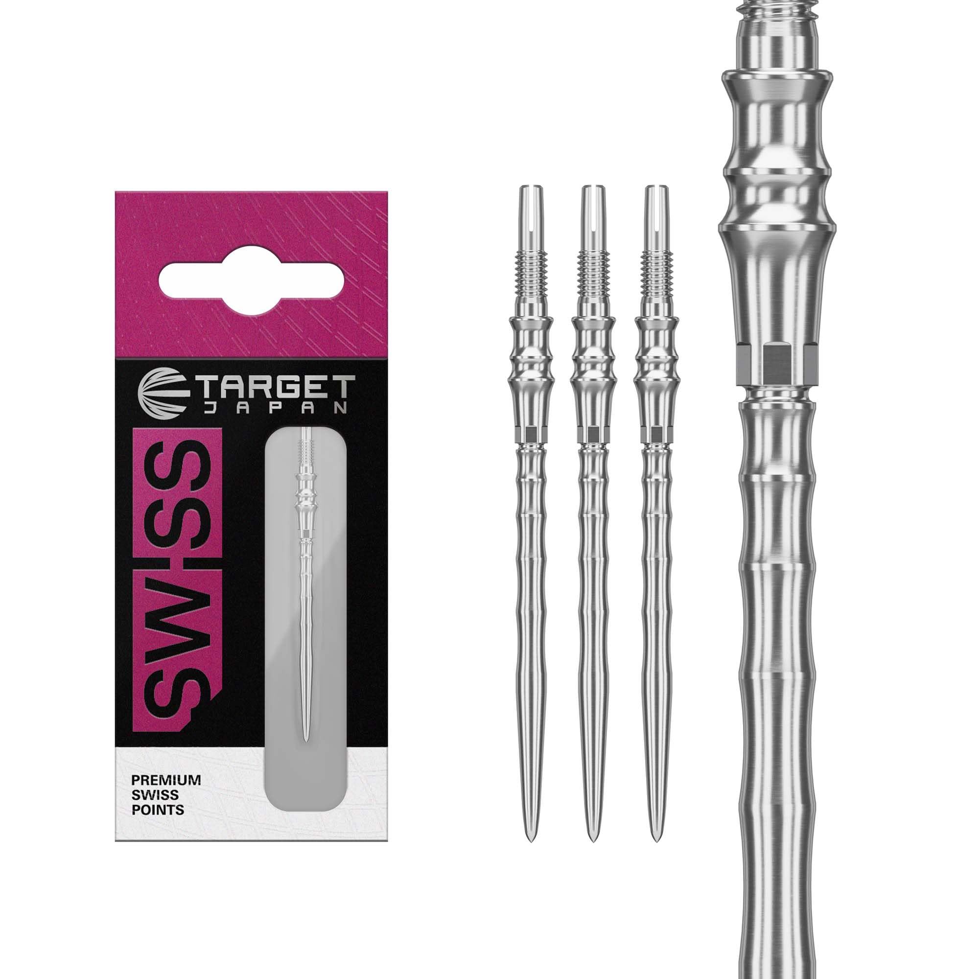 Target Japan Premium Swiss Points, 3 Pack Set of Tips 40MM – Silver | Change Dart Points, Spare Tips, Professional Darts Accessories