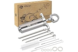 Meat Smoking Accessories: Ofargo 304-Stainless Steel Meat Injector Syringe Kit with 4-Marinating Needles