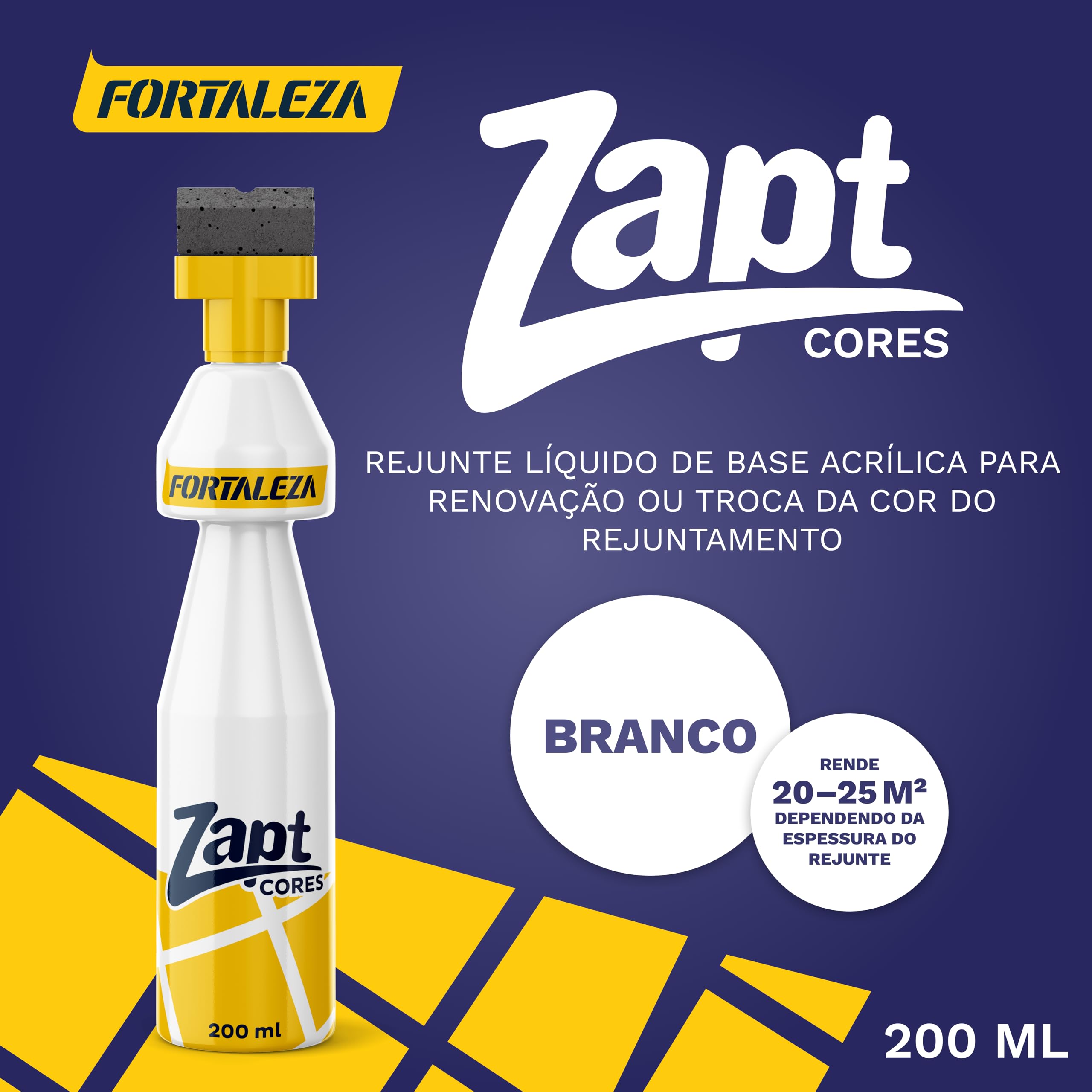 FORTALEZA Zapt Cores Branco – Tinta para Rejunte Acrílico Líquido