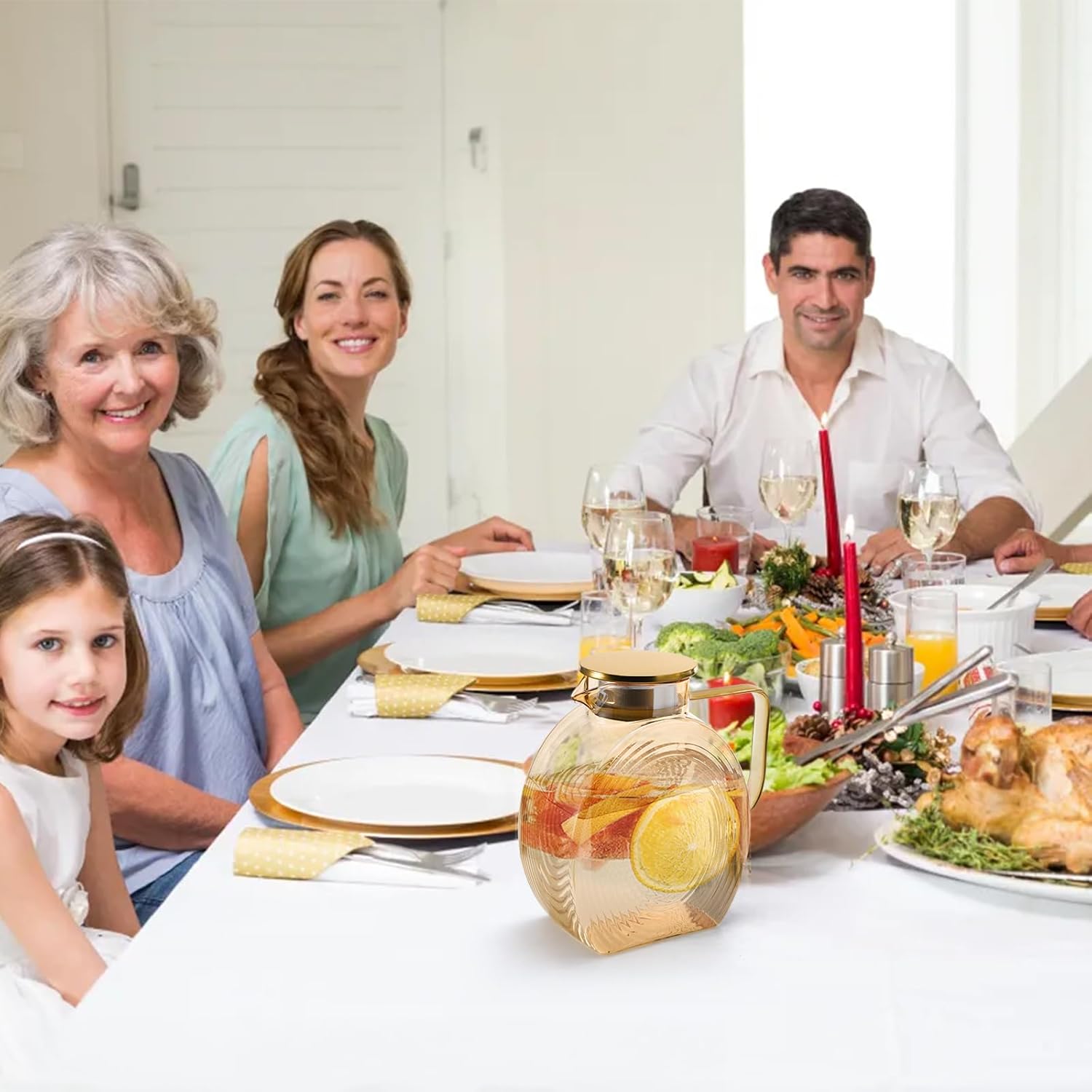 Suwimut Glass Pitcher with Lid and Spout, 2.5 Liter 84 oz Jug Water Pitcher with Handle for Fridge, High Borosilicate Large Glass Carafe Jug for Hot/Cold Water Iced Tea Juice Coffee Milk Beverage - Image 8