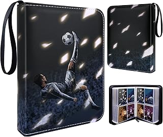 Trading Card Album for Football, Binder Card Holder, Binder with Sleeves, Football Card Holder Album, Trading Card Game Collection, Carrying Card Folder, 50 Page 400 Card Capacity, Black
