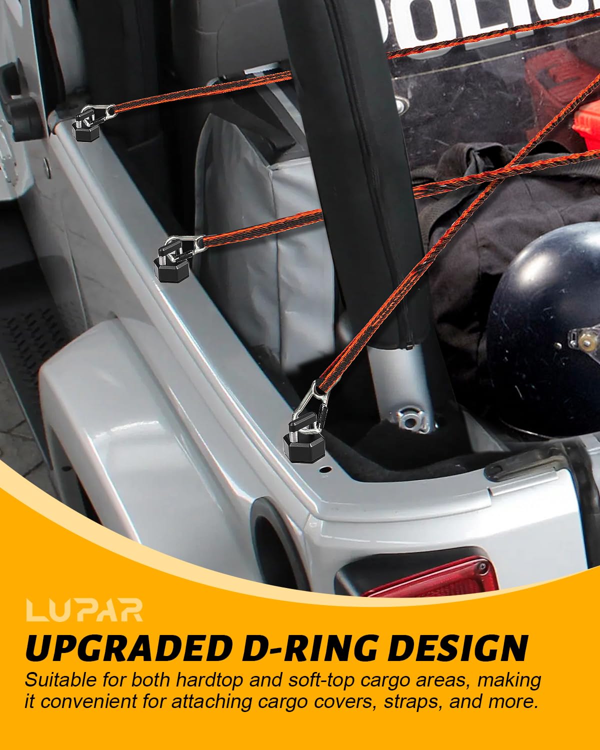 Quick Removal Thumb Screw with D Ring, Aluminum Alloy Hardtop Bolts Compatible with Jeep Wrangler JK JKU JL JLU JT, Black(6 PCS)