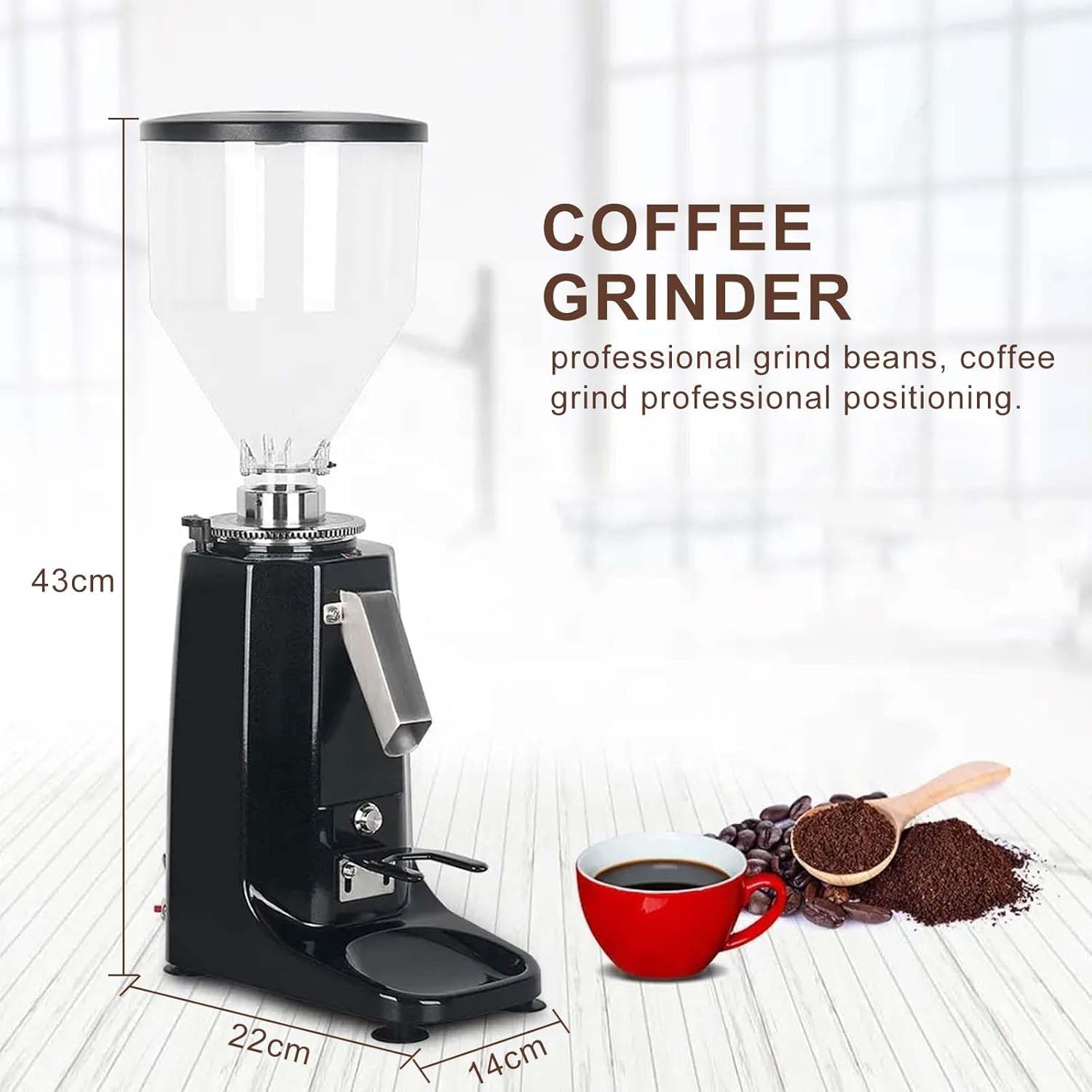 Professional 250W Coffee Bean Grinder, 1500ml Vertical Commercial Electric Cafe Mill with 60mm Stainless Steel Flat Burrs, 19-Speed Adjustable Dual-Mode Coffee Grinder
