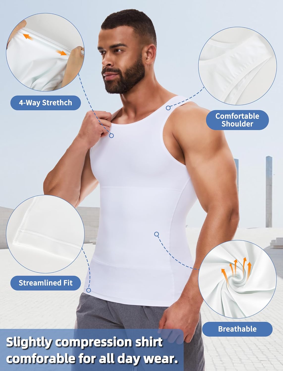 MISS MOLY Compression Shirts for Men Tummy Control Undershirt Gynomastica Slimming Vest Waist Trainer Tank Top Shapewear - Image 3