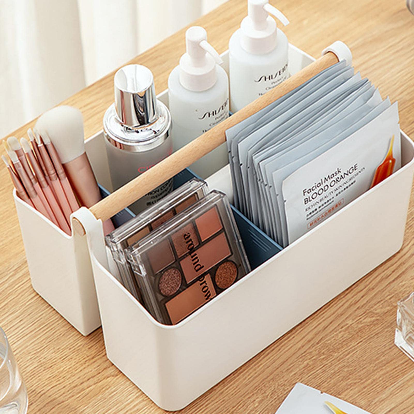 Organizer Doccia Enjoy Con Manico, 3 Scomparti - Plastica HIPS, Prodotto USA, Colore Avorio