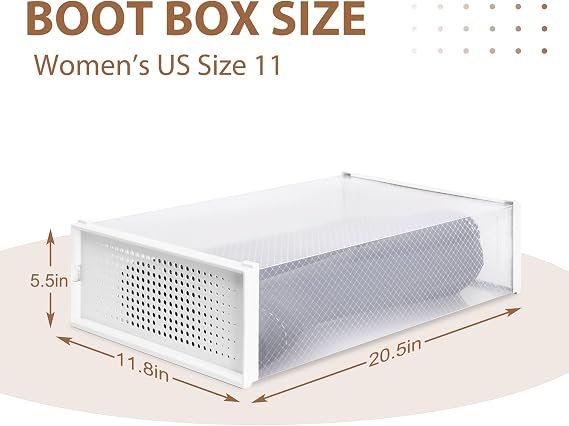 EazeHome 8 Pack Clear Boot Boxes Stackable, Boot Storage Boxes for Tall Boots, Shoes Box Plastic Oragnizer with Lids, Shoes Organizer Container for Closet, Under Bed Boot Storage