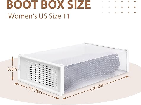 EazeHome 8 Pack Clear Boot Boxes Stackable, Boot Storage Boxes for Tall Boots, Shoes Box Plastic Oragnizer with Lids, Shoes Organizer Container for Closet, Under Bed Boot Storage