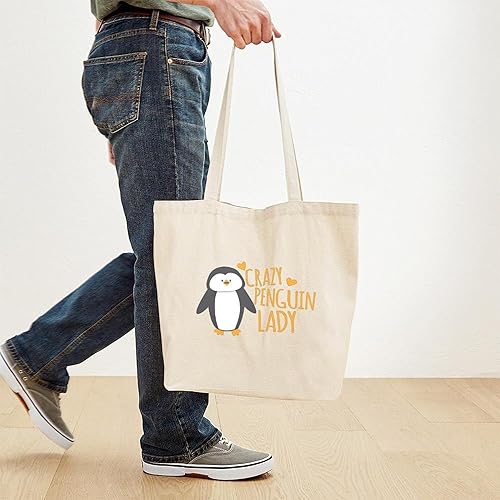 Miniatura 4 de CafePress Crazy Penguin Lady Tote Bag Bolsa de lona natural, bolsa de compras reutilizable