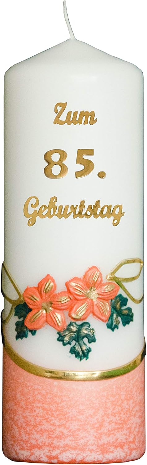 90. Geburtstagskerze Terracotta - Handgemachte Jubiläumskerze Mit Farbigen Wachsauflagen