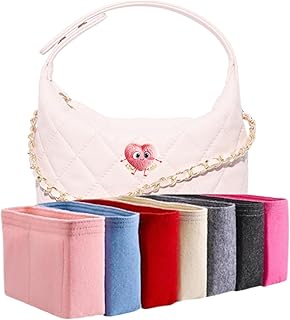 Xoppia バッグオーガナイザー Chanel クラッチ対応 チェーン付きフェルトインサートライナー 女性用トートハンドバッグ用(ブラウン、スタイルB:サイドジッパー)