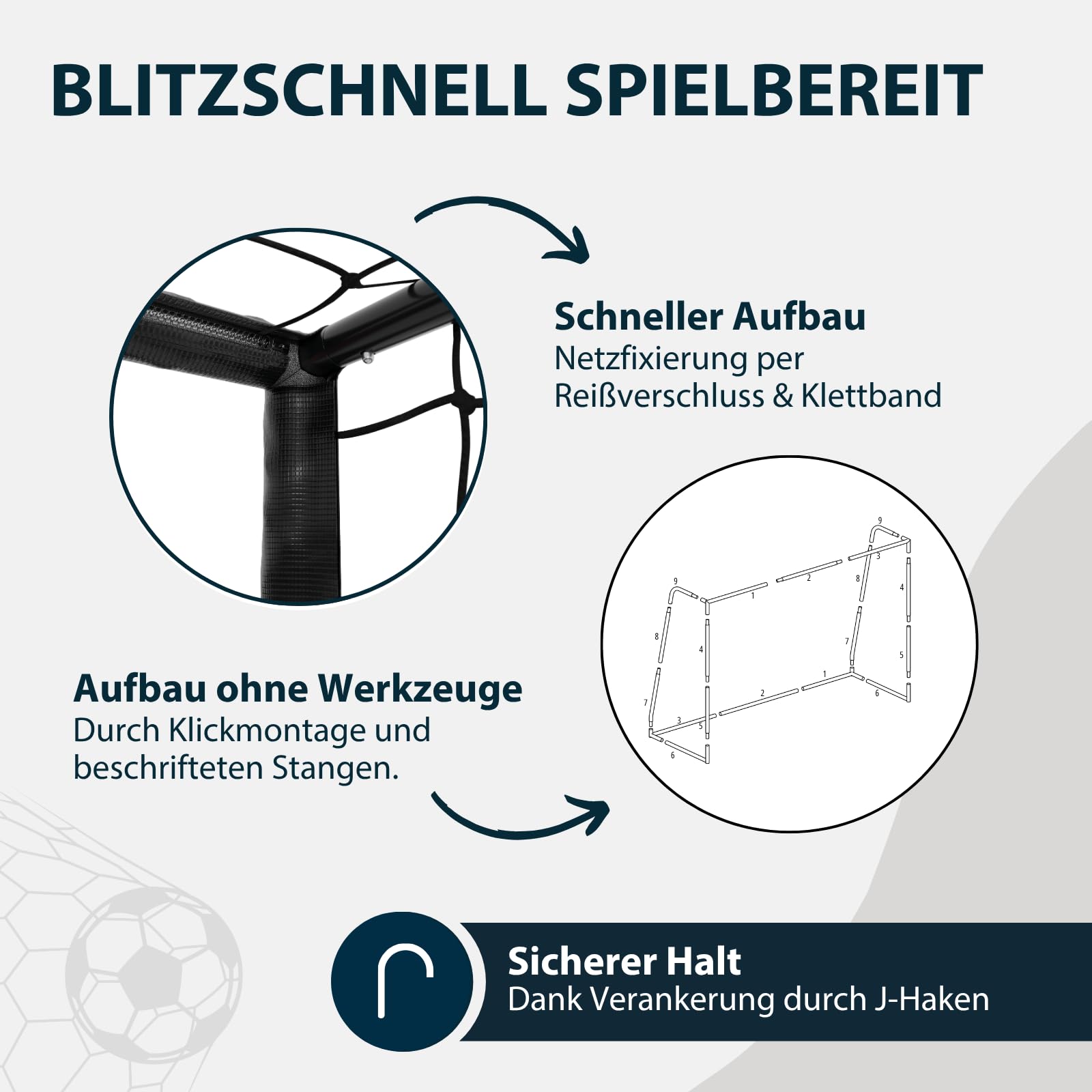 HUDORA Fußballtor Pro Tect Lite – Garten Fussballtor mit Pfosten-Polsterung für den Outdoor Einsatz – schneller Aufbau Dank Click-Verbindungen – Stabiles Tor aus Stahl für Kinder/Jugendliche