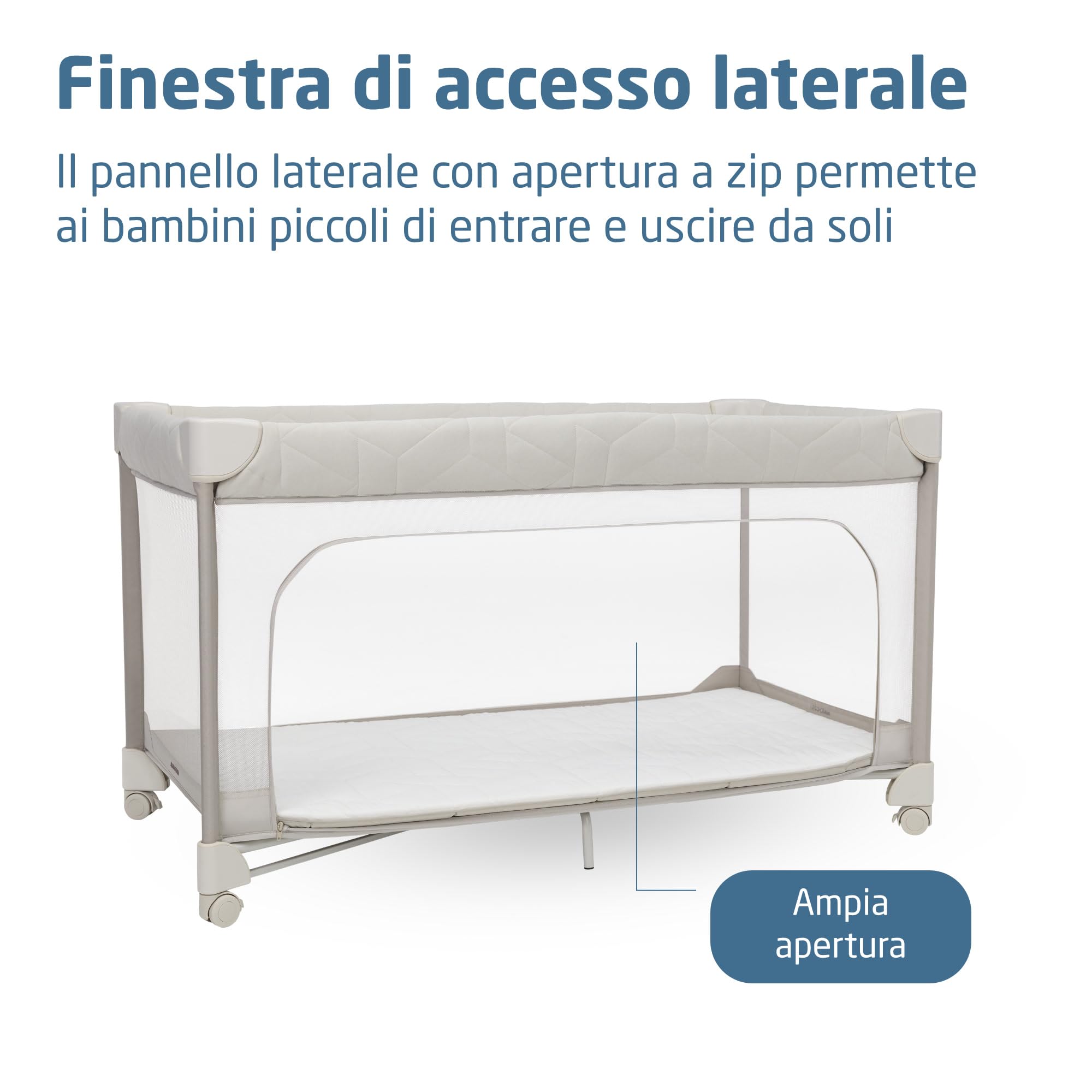 Maxi-Cosi Merlin, 2 in 1 Culla da Campeggio Neonato & Area Giochi, 0-4 Anni, 0-18 kg, Lettino da Viaggio Bambini, Chiusura in 1 Secondo, Materasso 120x60 cm, Finestra Laterale, Elegance Beige