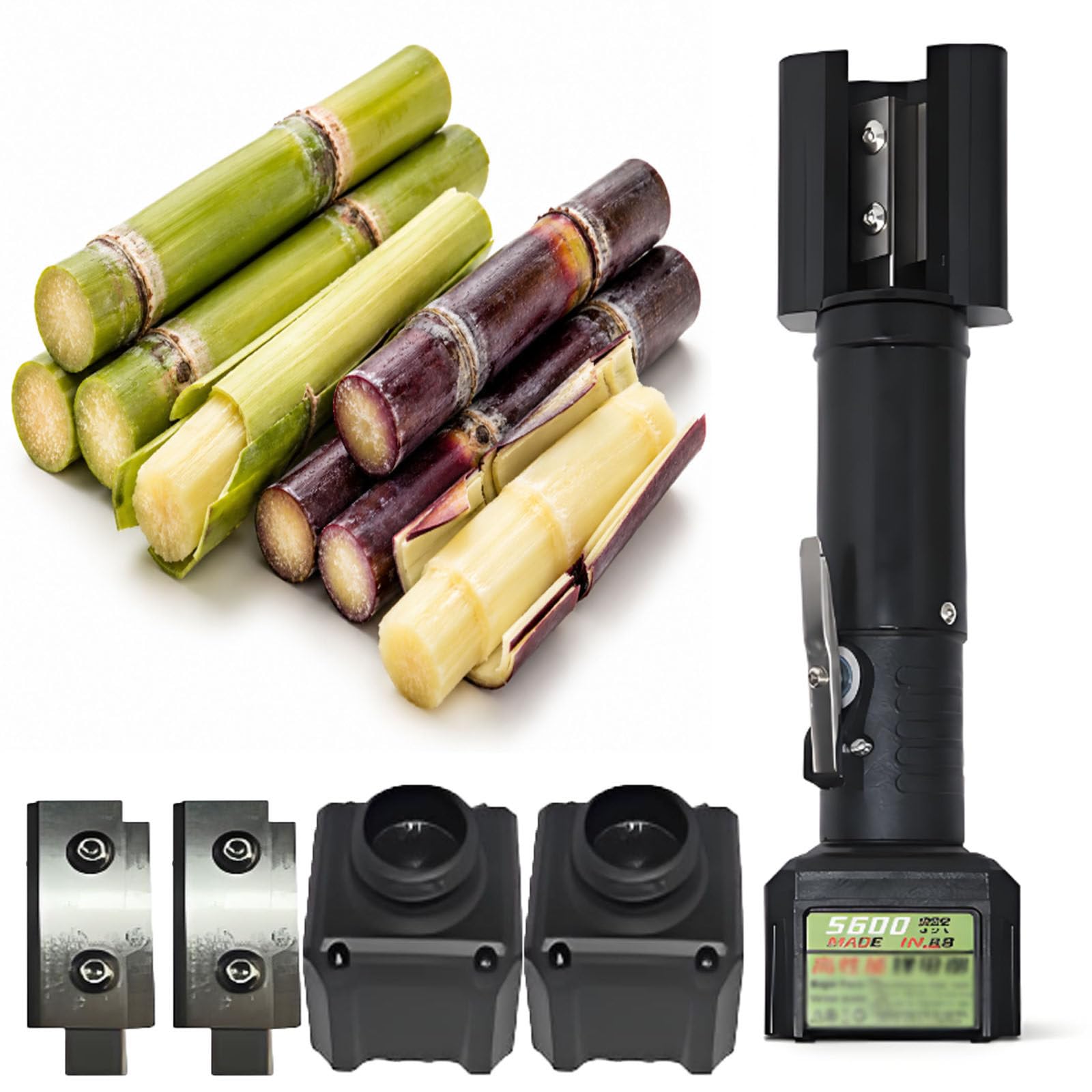 ErShangMao Electric Sugarcane Peeler, Automatic Sugarcane Scraping Machine With 7500 Rpm Copper Motor,125w,3-Second Fast Peeling For Fruit Stalls, Juice-Bars, Home/Commercial Use 2electricity+2blade