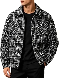 Mens Plaid Shacket Button Down Regular Fit Coat
