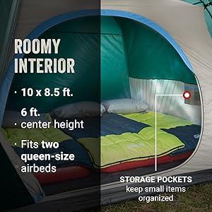 Coleman Skydome Tent with Full-Fly Weather Vestibule, Weatherproof 4/6 Person Tent Sets Up in 5 Minutes & Protects from Water, 20% More Headroom Than Traditional Shelters